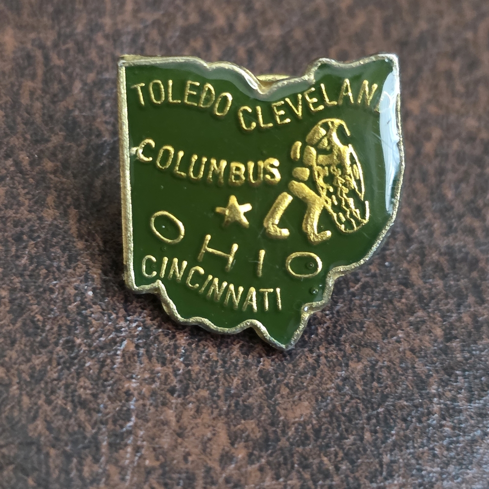 Ohio State Shape Lapel Pin - Green and Gold